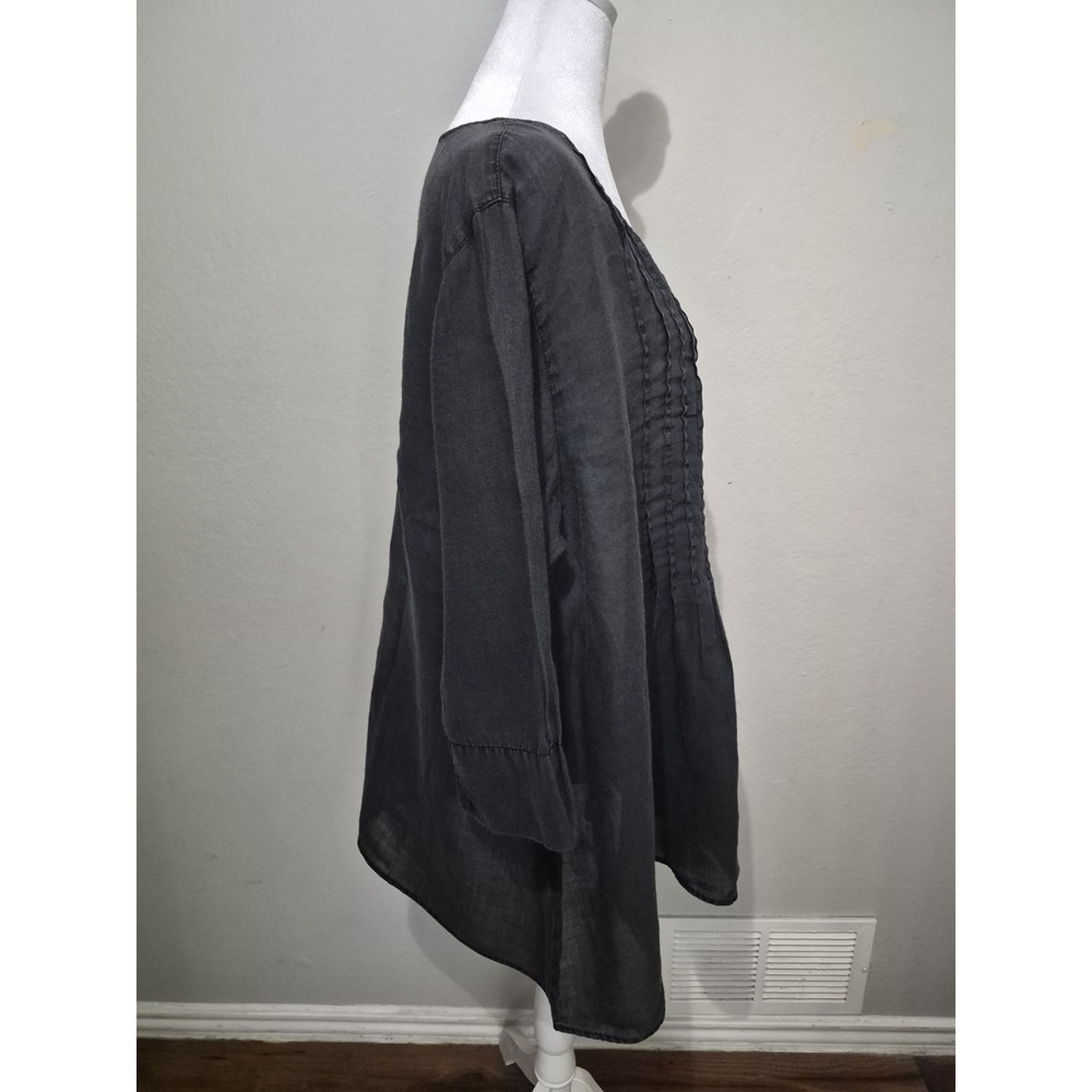 Kleen Tunic Top Womens 1X 100% Ramie Charcoal Gray‎ Minimalist Lagenlook Coastal - Picture 6 of 11